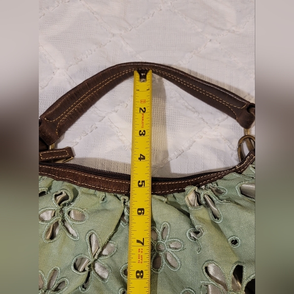 VINTAGE Kenzie Green and Metalic Flower Pattern Hobo Crossbody Bag /Shoulder Bag - Picture 15 of 15